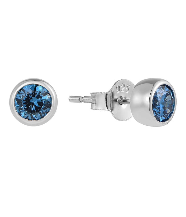 Casablanca Sterling Silver Bezel Birthstone Stud Earrings