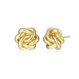 Elle Sterling Silver Yellow Gold Plated Eternal Knot Stud Earrings