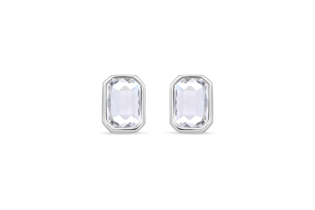 Casablanca Silver & Clear Crystal Stud Earrings