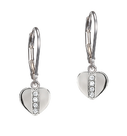 Elle Sterling Silver CZ Heart Earrings