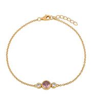 Casablanca Sterling Silver 3-Stone Bezel Birthstone Bracelet
