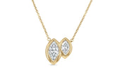 10kt Yellow Gold Lab Grown 1.00CT TDW 2 Stone Bezel Set Diamond Marquise Necklace