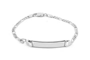 Sterling Silver 7.5 Inch Ladies Figaro ID Chain Bracelet