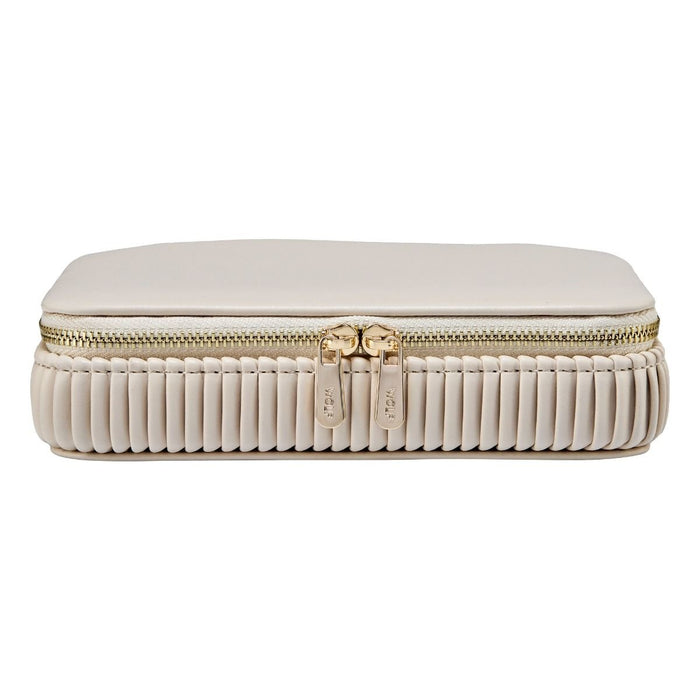 WOLF Bella Zip Jewellery Case: Bone
