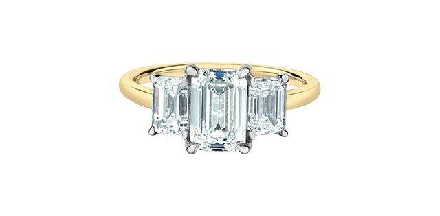 2.50CTW Lab Grown Emerald Cut Trinity Ring