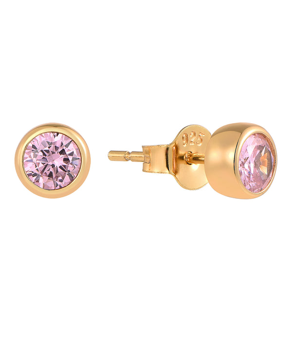 Casablanca Sterling Silver Bezel Birthstone Stud Earrings