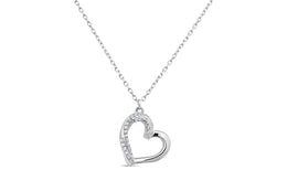 Casablanca Sterling Silver Heart CZ Necklace