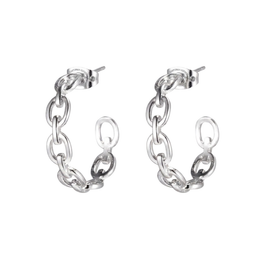 Casablanca Mixed Rhodium Plated Silver Tone Chain Link Hoop Earrings
