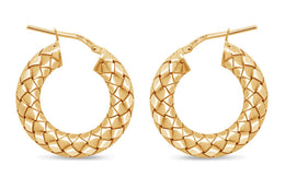 Casablanca Yellow Gold Plated Sterling Silver Weaved Hoop Earrings