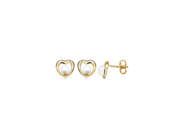 Casablanca Yellow Gold Plated Heart Pearl Stud Earrings Earrings