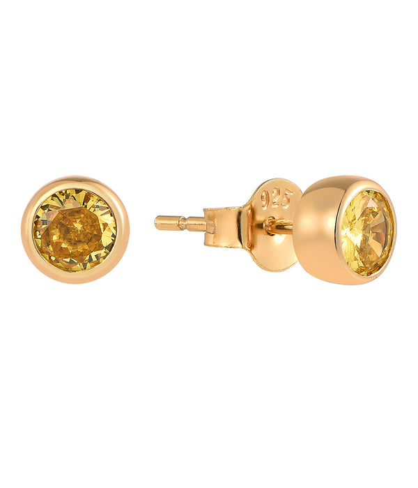 Casablanca Sterling Silver Bezel Birthstone Stud Earrings