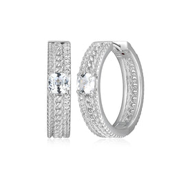 20MM Elle Weave White Sapphire Sterling Silver Earrings