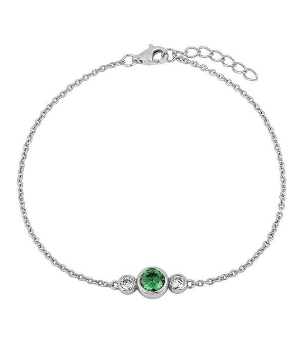 Casablanca Sterling Silver 3-Stone Bezel Birthstone Bracelet