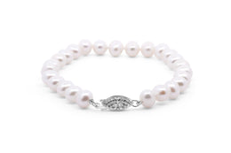 Belpearl Silver 6.5-7mm Freshwater Pearl Bracelet