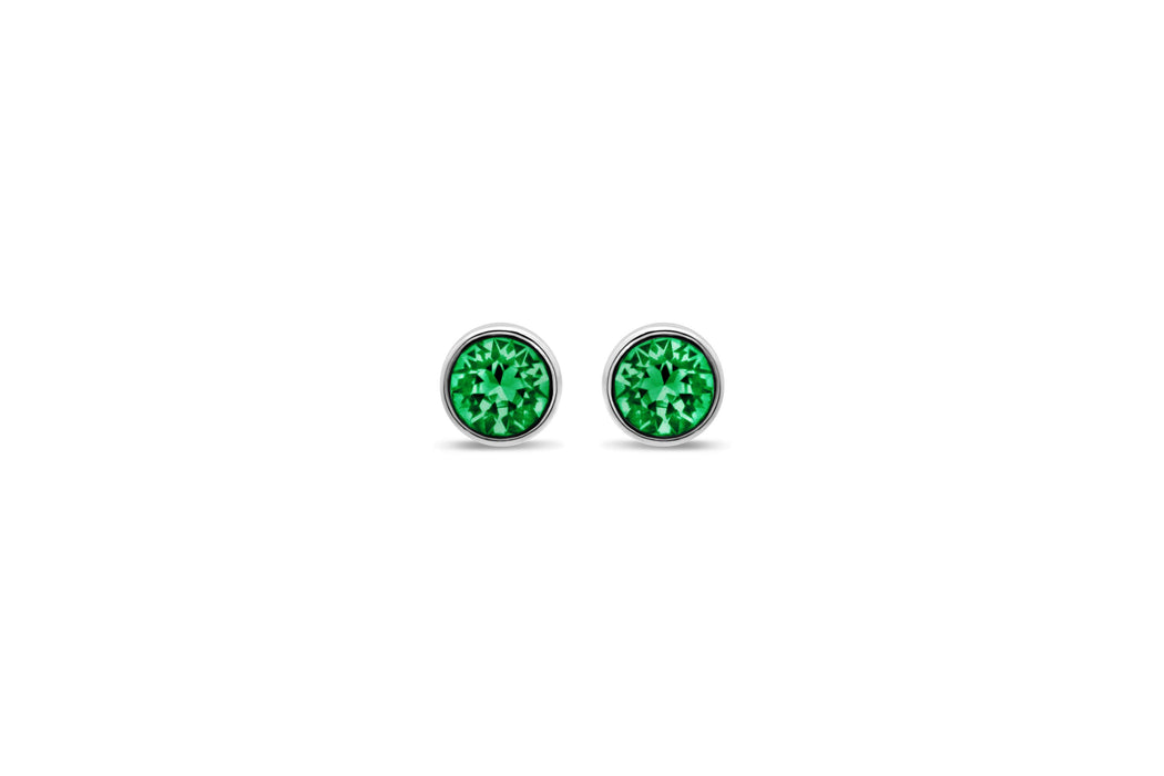 Casablanca Silver & Emerald Crystal Stud Earrings