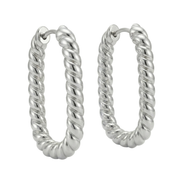 Casablanca Sterling Silver Twisted U-Hoop Earrings