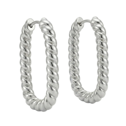 Casablanca Sterling Silver Twisted U-Hoop Earrings