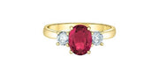 10KT Yellow Gold Lab Grown Ruby And Diamond Engagement Ring