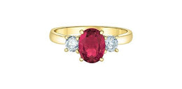 10KT Yellow Gold Lab Grown Ruby And Diamond Engagement Ring