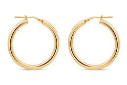 Casablanca Yellow Gold Plated Sterling Silver Tube Hoop Earrings: Small