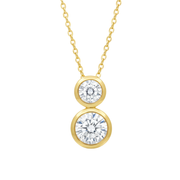 Casablanca 10KT Yellow Gold 2 Stone CZ Necklace