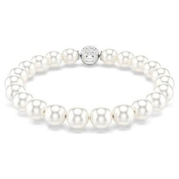 Swarovski Matrix Crystal Pearl, White, Rhodium Plated Bracelet