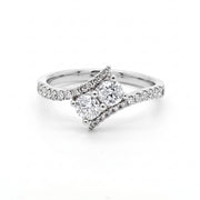 .70CT TDW 2 Stone 14KT White Gold Natural Mined Diamond Engagement Ring
