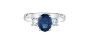 10KT White Gold Lab Grown Sapphire And Diamond Engagement Ring