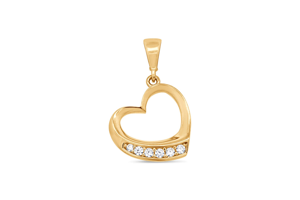 Yellow Gold & CZ Diamond Heart Pendant
