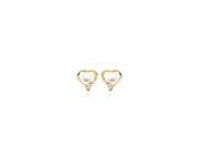 Casablanca 10k Yellow Gold CZ Heart Pearl Stud Earrings