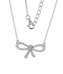 Casablanca Sterling Silver Classic Bow Necklace
