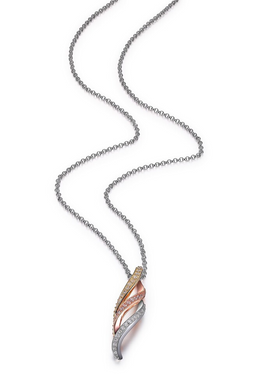 Elle Three Tone CZ Twist Pendant & Necklace