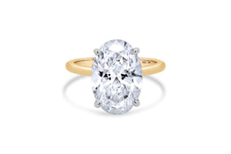 6.09CT Lab Grown Oval Solitaire Diamond Engagement Ring 14KT Yellow Gold