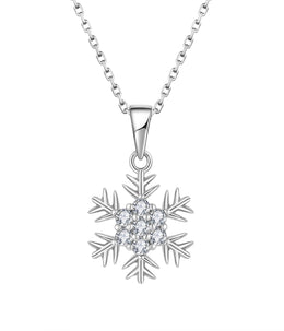 Casablanca Sterling Silver CZ Snowflake Necklace