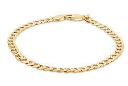 Yellow Gold Plated Sterling Silver Curb Link Chain Bracelet with Pave Accents