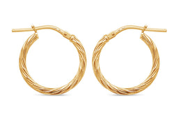Casablanca Yellow Gold Plated Sterling Silver Twist Hoop Earrings