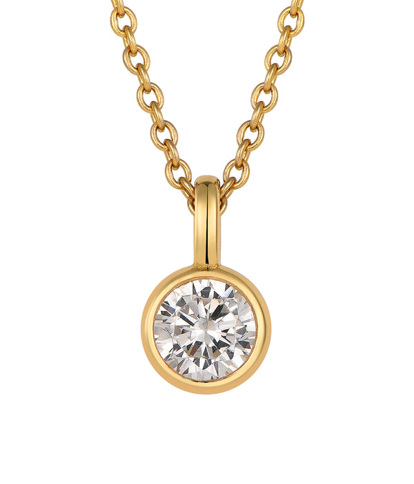 Casablanca Sterling Silver Bezel-Set CZ Birthstone Pendant Necklace