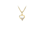 Casablanca 10k Yellow Gold CZ Pearl Heart Necklace