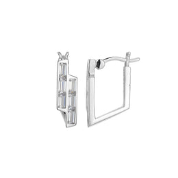 Elle Sterling Silver Baguette Hoop Earrings