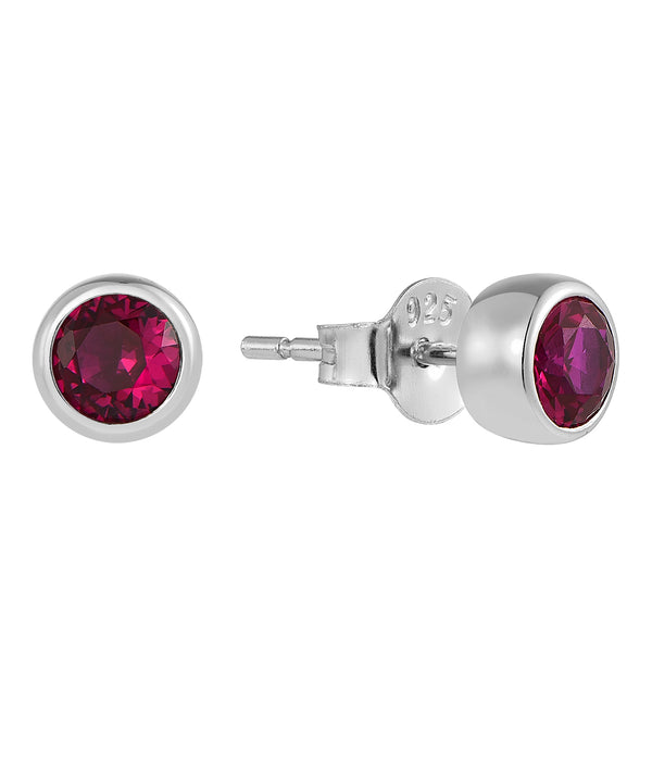 Casablanca Sterling Silver Bezel Birthstone Stud Earrings