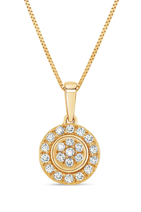 0.3CTW Diamond & Yellow Gold Circle Pendant