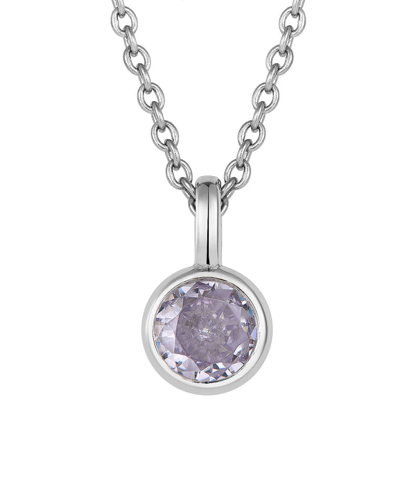 Casablanca Sterling Silver Bezel-Set CZ Birthstone Pendant Necklace