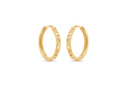Yellow Gold Diamond Cut Hoop Earrings