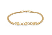 Yellow Plated Silver Triple Bead 7.5 Inch Bracelet
