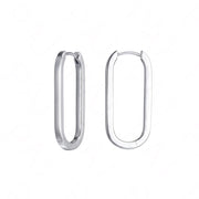 Casablanca Brass Rhodium Plated U Hoop Earrings