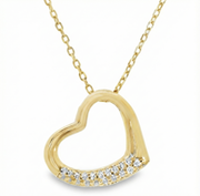 Casablanca Yellow Gold Plated Open Heart CZ Necklace