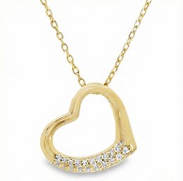 Casablanca Yellow Gold Plated Open Heart CZ Necklace