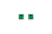 Casablanca Silver & Emerald Crystal Stud Earrings