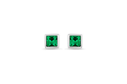 Casablanca Silver & Emerald Crystal Stud Earrings