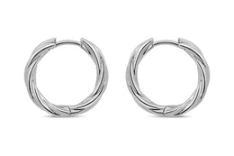 Casablanca Sterling Silver Large Twisted Hoop Earrings